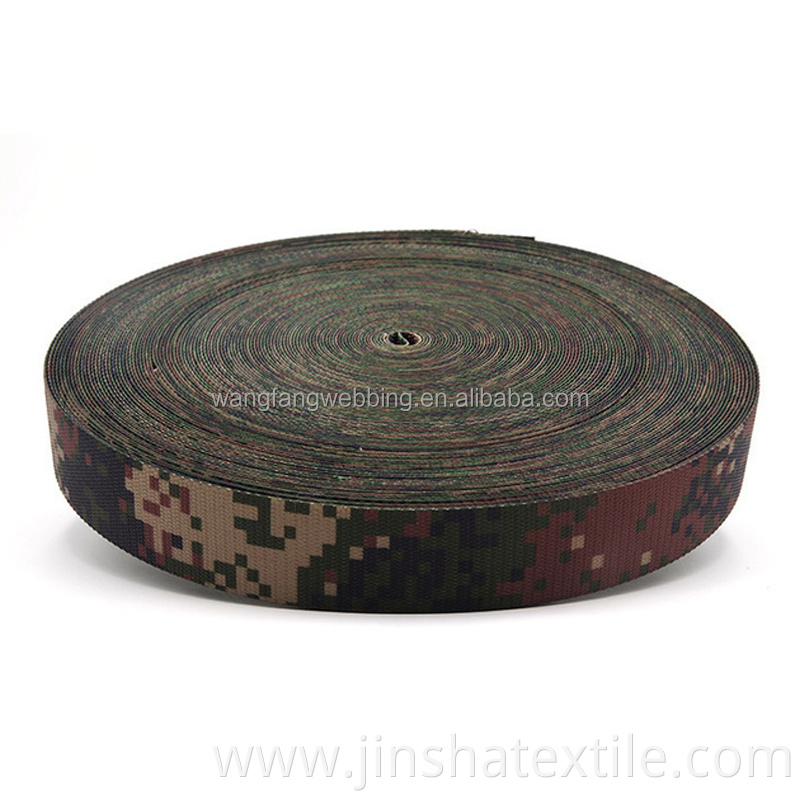 3.8cm polyester camouflage webbing printing heat transfer military webbing nylon webbing belt accessories can be customized